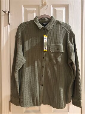 Buffalo Jeans Olive Green Waffle Knit Overshirt